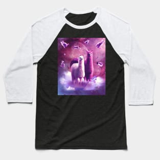 Outer Space Galaxy Cat With Llama Baseball T-Shirt